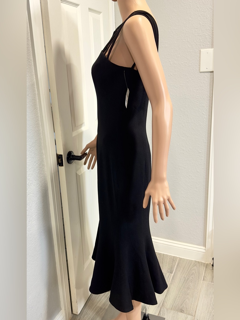 Dress The Population Black Strappy Back Mermaid Midi Dress Women M Formal - Picture 4 of 13